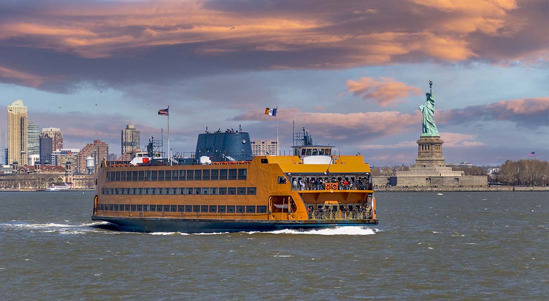 Staten Island ferry and Statue of Liberty